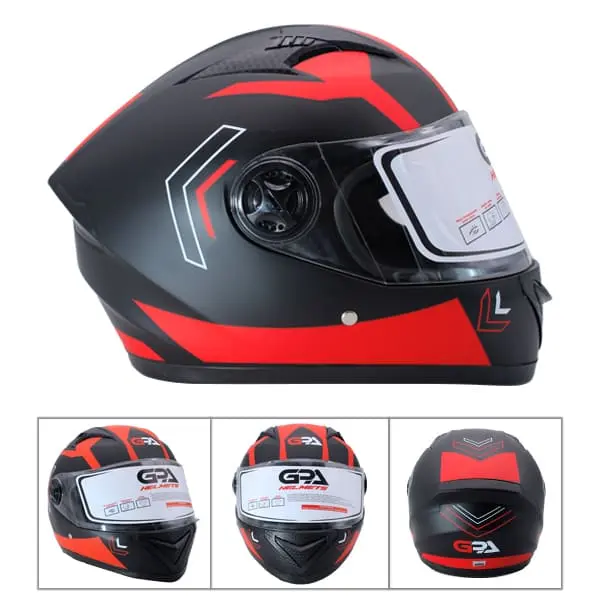 CASCO DE MOTO  NEGRO CON ROJO M C/L GPA (TM-18016R-M)