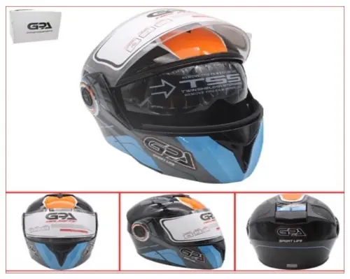  CASCO DE MOTO ABATIBLE NEGRO/AZUL GRAPHIC M C/L GPA(TM-18026-M)