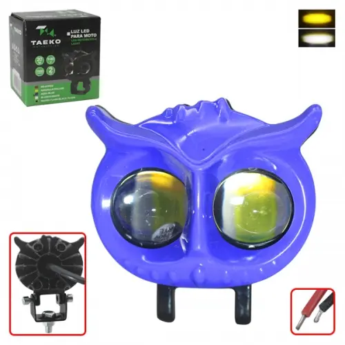  LUZ LED TIPO BUHO AZUL P/MOTO 20W 9-80V 2000LM 7.0X5.5X4.5CM W/Y CON FLASH(TM-1331-AZ)