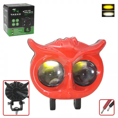  LUZ LED TIPO BUHO ROJO P/MOTO 20W 9-80V 2000LM 7.0X5.5X4.5CM W/Y CON FLASH(TM-1331-R)