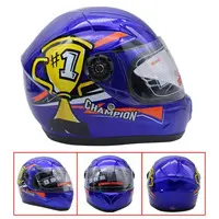 Casco de moto azul p/niño (TM-18017-AZ)