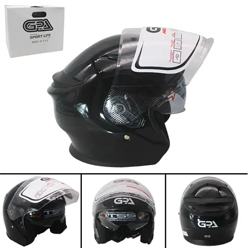 CASCO DE MOTO NEGRO DOBLE VISOR (TM-18045-N-M)